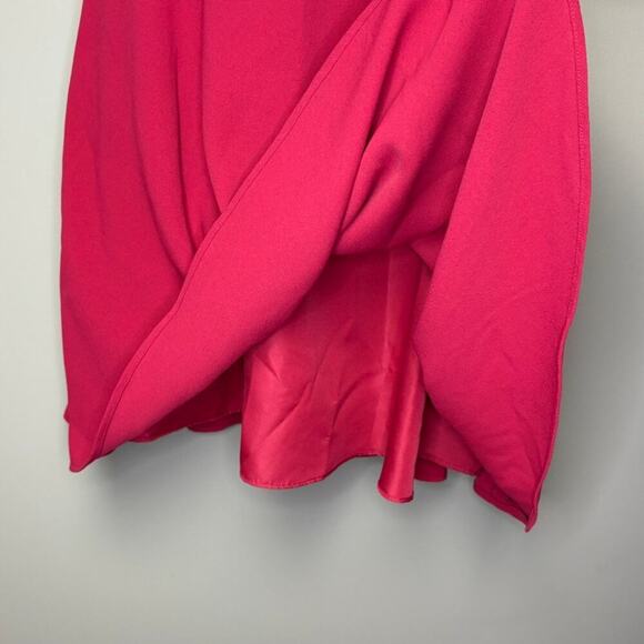 LOFT Pink Fuchsia Black Lace Detail Knee Length Semi-Formal Cocktail Dress Sz 6 - Picture 4 of 6